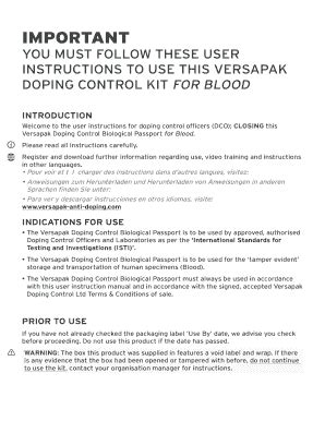 Fillable Online Important Versapak Anti Doping Fax Email Print