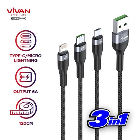 Jual Vivan Kabel Data In Fast Charging A Micro Usb Lightning Type