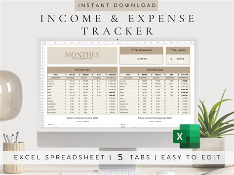 Income and Expense Budget Tracker Spreadsheet Excel Budget Template
