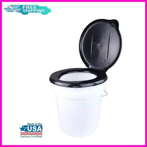 Portable Outdoor Snap On Toilet Seat Cover With Folding Lid Black Ebay