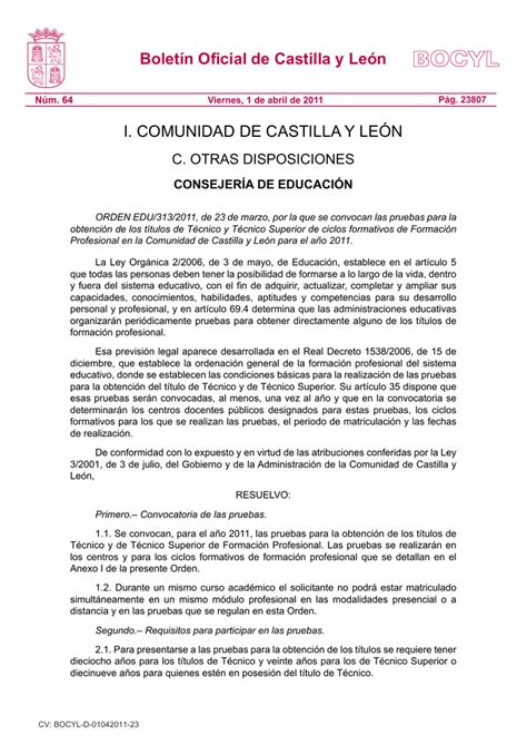 Boletín Oficial de Castilla y León Portal de Educación de la Junta