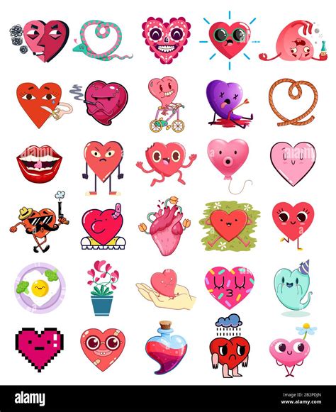 Colección De Bonitas Pegatinas E Insignias De Personajes De Corazones