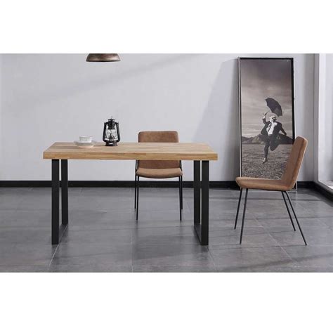 Mesa Comedor Fija Modelo Natural Roble Nordish Y Negro