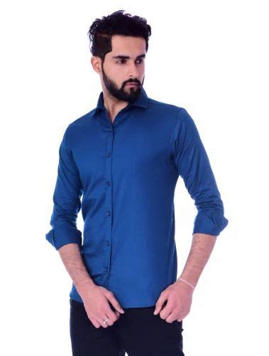 Cotton Navy Blue Plain Shirt Full Sleeves Casual Wear At Rs 299 In Jaipur