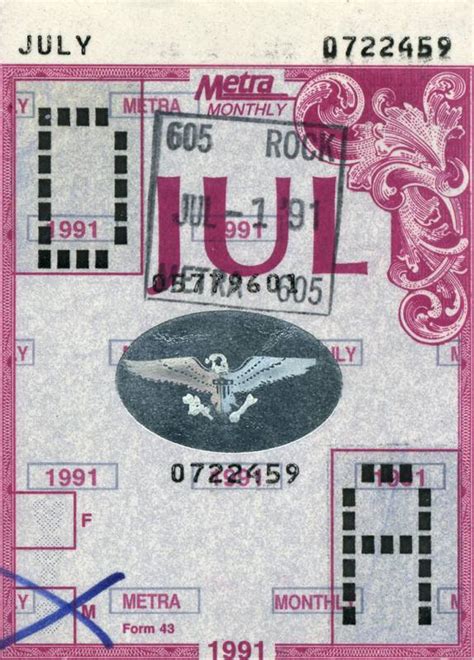 Metra tickets, 1990–1991 - Fonts In Use