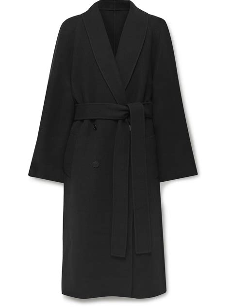 The Row Ferro Shawl Collar Belted Double Breasted Wool Blend Felt Coat