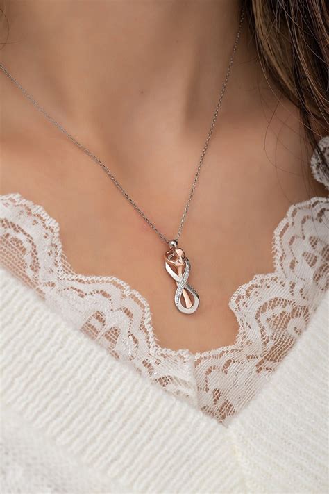 925 Sterling Silver Infinity Hugging Couple Necklace Couple Necklace