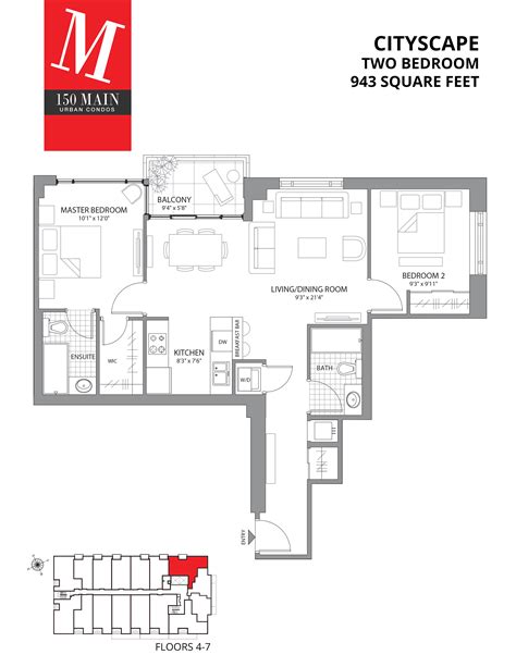 150 Main Street West - The Cityscape Floor Plan, Hamilton ON | Livabl