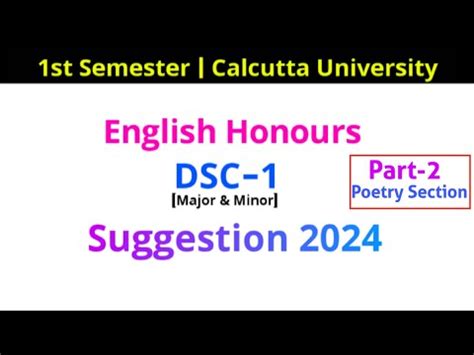 St Semester English Honours Suggestion English Honours Dsc