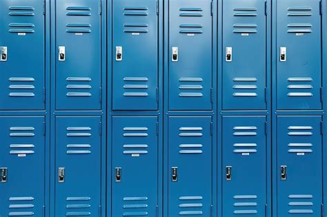 Premium Ai Image Blue School Lockers Student Lockers In The Style Of