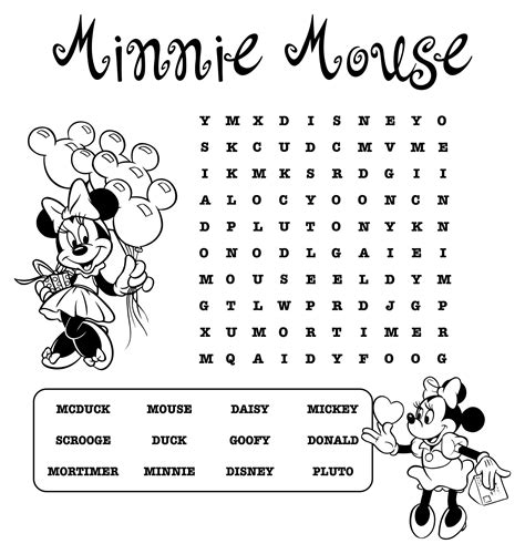 Minnie Mouse Word Search Free Pdf Printables Printablee