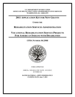 Fillable Online Ed FY 11 Application Kit For New Grants Under The