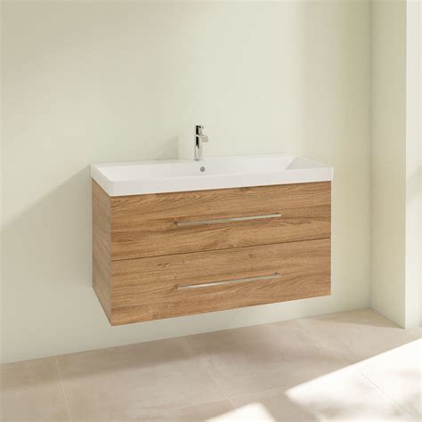 Villeroy And Boch Avento Oak Kansas Mm Wall Hung Drawer Vanity Unit