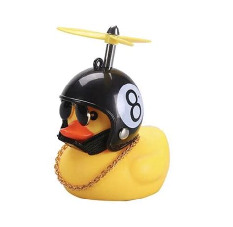 Rubber Gangster Duck With 8 Ball Helme Toy Car Ornaments Yellow Duck