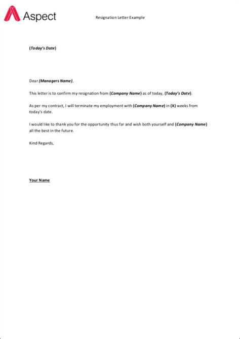 Free Standard Resignation Letter Samples In Pdf Ms Word