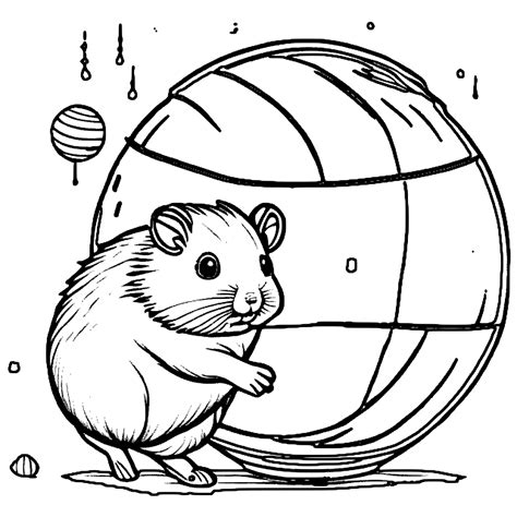 Hamster Ball Adventure Coloring Page · Creative Fabrica