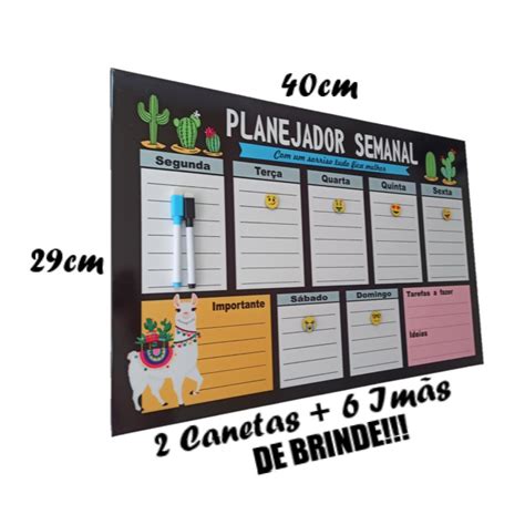 Lousa Planner Magnetico De Parede Planejamento Semanal Mensal Shopee Brasil