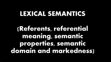 Lexical Semantics Youtube