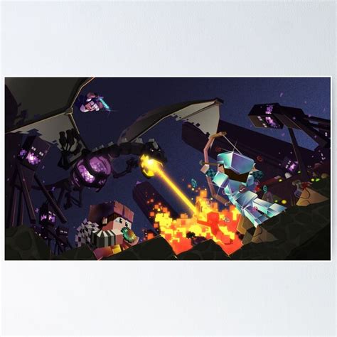 "Epic Ender Dragon Battle" Poster for Sale by FiftyWalrus | Redbubble