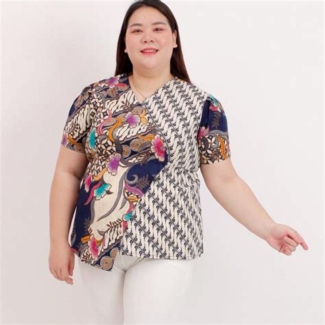 Jual Limited Baju Blouse Atasan Batik Wanita Jumbo Big Size Ld 120cm