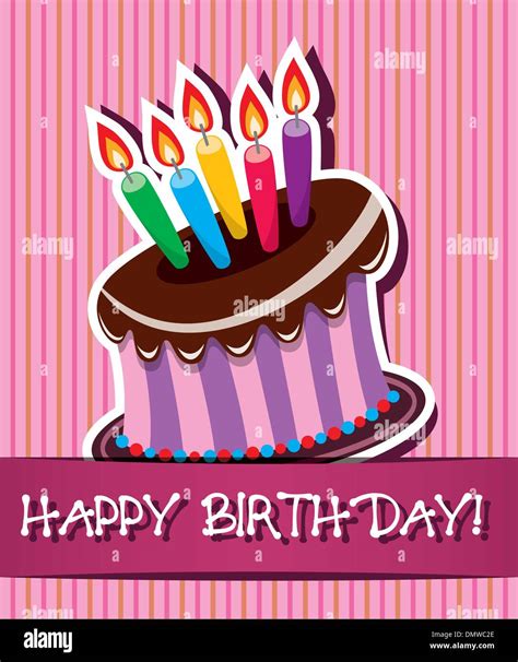 Happy Birthday Card Cake And Candles Stock Vector Images Alamy