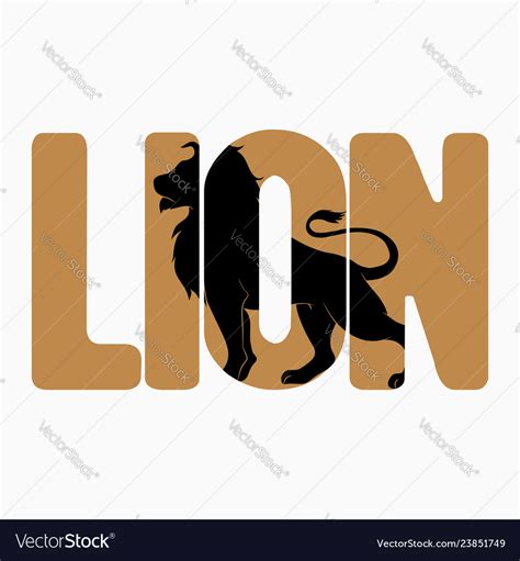 Lion Logo With Double Exposure On Text Royalty Free Vector