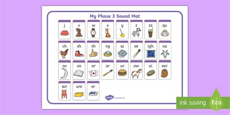 Phase 3 Sound Mat - Sound Mat, Letters and Sounds, Phase 3