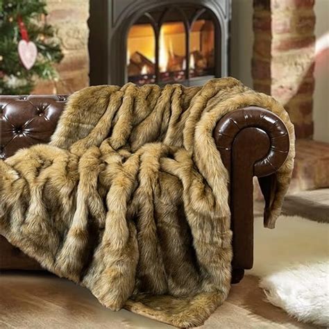 Amazon BATTILO HOME Luxury Golden Faux Fur Blanket 60 X 80 Large