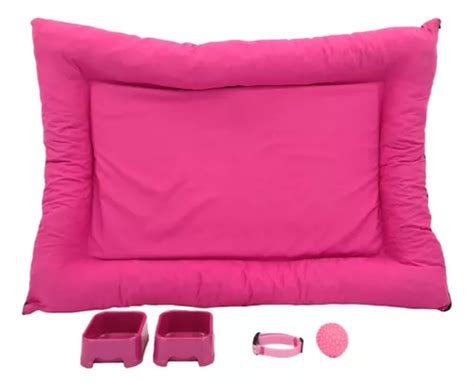 Kit Cachorro Gato Cama Futon Comedouro Coleira Brinquedo G