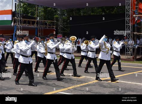 West Bengal Police Band contingent practices parade during the Full ...