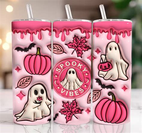 D Spooky Vibes Inflated Tumbler Wrap Png D Puff Pumpkin Inspire