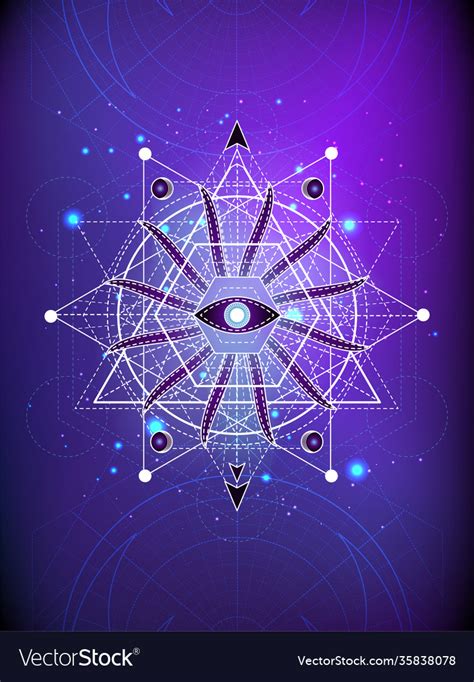 Sacred Geometry Symbol On Abstract Background Vector Image