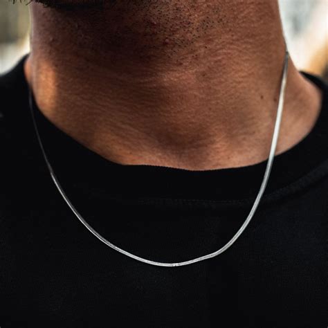 Mm Silver Snake Chain Mens Chain Silver Chain Mens Flat Etsy Uk