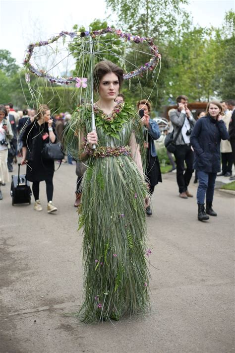 A Model Shows Off A Dress Made From Flowers And Plants Inspired By Roger Plattss Centenary