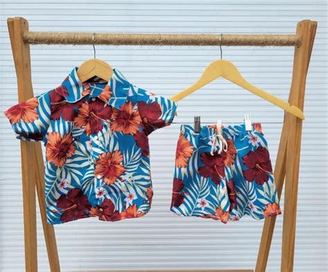 Conjunto Infantil Menino Mauricinho Azul Floral Tamanho Elo