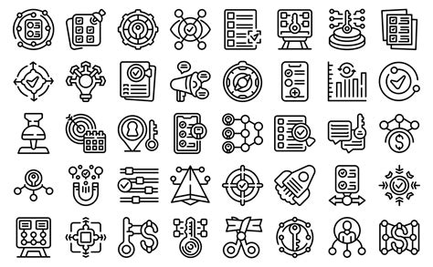 Key Points Icons Set Outline Vector Path Process 8778960 Vector Art At