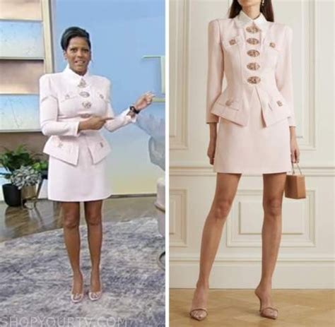 Tamron Hall Show November 2022 Tamron Halls Blush Pink Embellished Peplum Dress Shop Your Tv