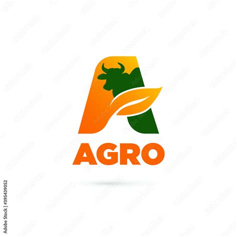 Vetor De Agro Logo Design Letter A Leaf And Cattle Concept Do Stock