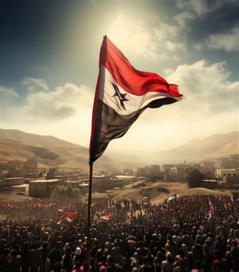 Premium Ai Image Patriotic Elegance Yemeni Flag Soaring On Yemeni