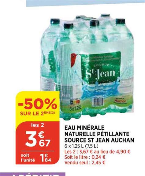 Promo Eau Min Rale Naturelle P Tillante Source St Jean Auchan Chez Atac