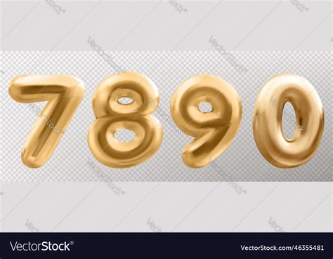 3d Gold Balloon Number Font Realistic Metal Type Vector Image