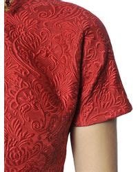 Dolce Gabbana Cotton Jacquard Dress In Red Lyst