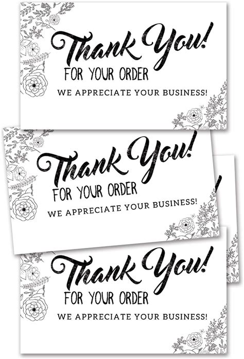 50 Thank You For Your Order Cards Customer Thank You Cards Package Insert For