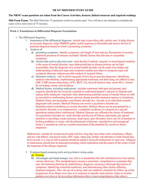 Midterm Study Guide NR 547 MIDTERM STUDY GUIDE The NR547 Exam