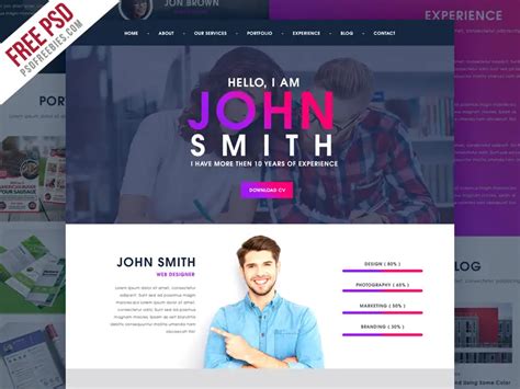 Creative One Page Portfolio Website Template Free PSD | PSDFreebies.com