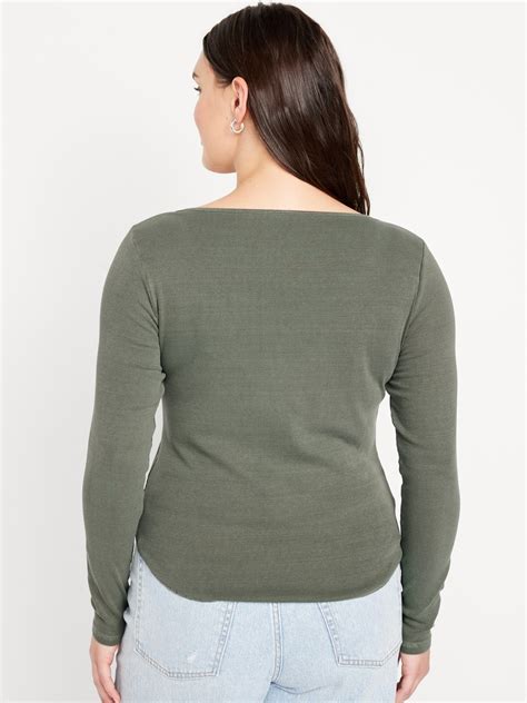 Fitted Long Sleeve Rib Knit T Shirt Old Navy