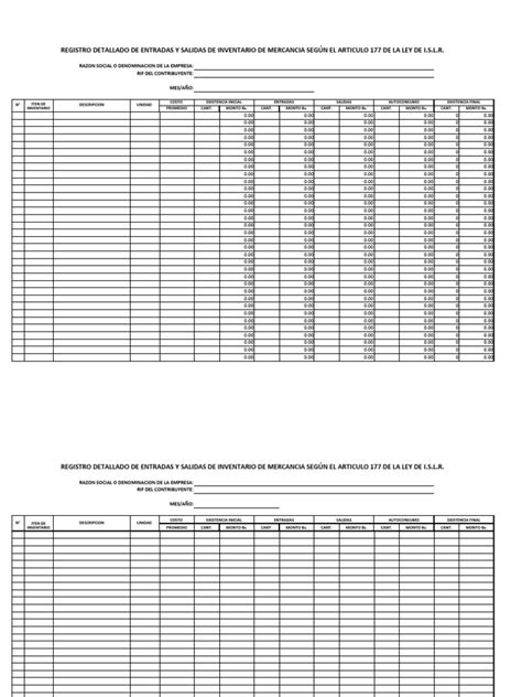 Formato De Inventario De Mercancia Pdf