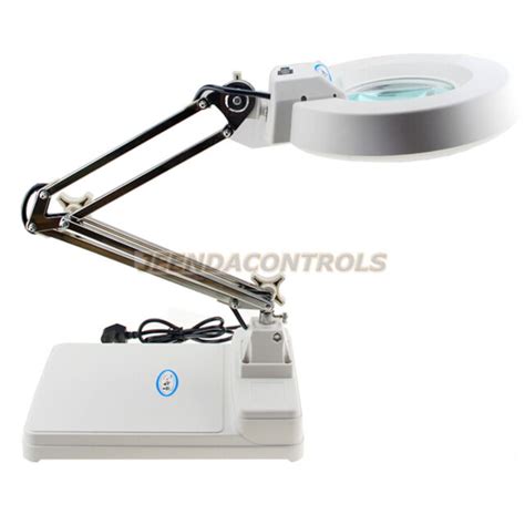 White LED Desk Table Adjustable Arm Magnifier Lamp Light 20x