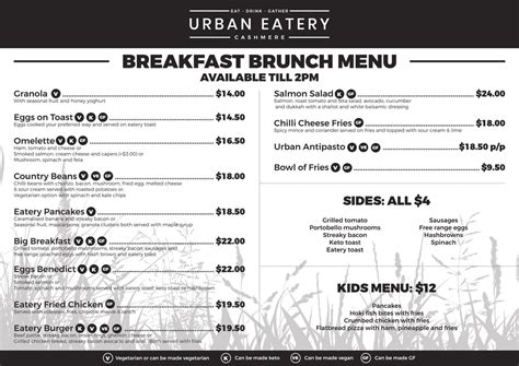 Urban Eatery Cashmere Menu