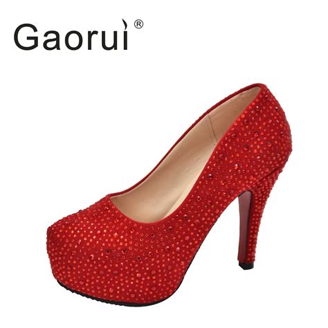 Gaorui Women High Heels Prom Wedding Shoes Crystal Platforms Glitter